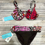 Sunsets Temptress Push Up Underwire Ruched Waistband Bikini Small Ivory Brown Photo 0