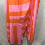 Bold Geometric Print Wrap Midi Dress Orange Pink Long Sleeve Shirt Dress S Photo 1