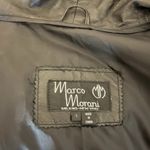 Marco Morani VTG Leather Coat Trench Womens Black SZ L Suede Trim Jacket Classic Size L Photo 6