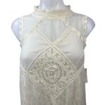 Free People NEW White Ivory Lace Sleeveless Mock Neck Cutout Back Mini Dress M Photo 2