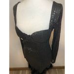Windsor  Formal Cocktail Mini Dress Womens L Black Sequin Fur Hem NWT RP $60 Photo 8