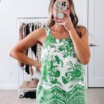 Tibi Green White Floral Silk Tank Top Photo 0