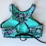 Mossimo Surf Style Turquoise Blue Black White Halter Tie Back Bikini Top Medium Photo 3