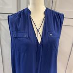J.Crew Women's Sleeveless Tunic Shirt Dress Cover Up Royal Blue Tassels Small Photo 3