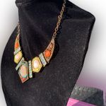 PANNEE by Panacea Multicolor beads floral metal Statement Necklace 24” with 🎁 Orange Photo 3