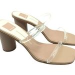 Dolce Vita Noles Sandals Heels Nude Crystal Chunky Round Heels Square Toe 9.5 Tan Photo 0