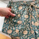 Natura Green Peach Floral Boho Print Cotton Pajama Pants Size Medium Photo 7