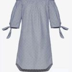 BCBGMAXAZRIA Cadence Off Shoulder Cotton Shift Dress Powder Blue Size Medium Photo 2