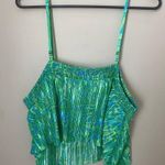 BP Tank Top Plissé Crop Camisole Green Ziggy Animal Abstract Marble Blue Plus Photo 5