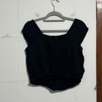 Old Navy Black Square Neck Cap Sleeve Smocked Crop Top Womens Size M Photo 2