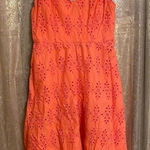 Old Navy  Coral Orange Eyelet Embroidered Cotton Slip Dress, Small Photo 0
