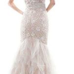COLORS Ivory Gown Mermaid Mesh Embellished Sleeveless Evening Wedding Dress 14 Photo 1