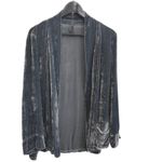 XCVI Women's Velvet Open Front Cardigan Jacket Silvery Gray Medium Photo 3
