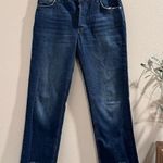 Free People Maggie Mid-Rise Straight Leg Raw Hem Cropped Button Fly Jeans 25 EUC Photo 0
