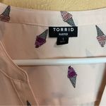Torrid  Ice Cream Cone Print Roll Sleeve 1/2 Button Shirt Photo 2