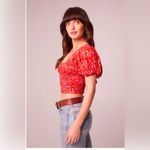 Band of the Free JOELLE CRIMSON FLORAL SMOCKED TOP NWT Red Size L Photo 2