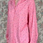 Vintage 70s bright pink tulip floral print button up blouse Size M Photo 2