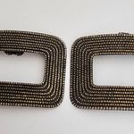 Vintage 80s Maximalist Shoe Clips Brushed Gold textured metal Photo 4