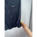 Ralph Lauren Lauren size M Sleek navy blouse with Brass Accents Photo 3