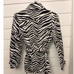 Just B Zebra Print Trench Coat Women's Small Belted Double Breasted Animal Black Photo 3