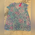 Lilly Pulitzer New  Small Blue Ibiza NOW YOU SEA ME ETTA TEE V Neck Cotton Slub Photo 5
