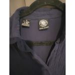 DKNY Navy Blue Midi Dress, Short Sleeve Faux Wrap, Collared Button Dress Size 10 Photo 2