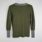 Smartwool  sweater women's M 100% merino wool pullover V neck stripe olive green Photo 2