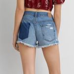 American Eagle  Vintage High Rise Festival Jean Shorts Sz 0 Distressed Patchwork Photo 1