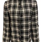 Preston & York Black White Sparkly Wool Tweed Plaid Long Sleeve Button Up Coat Photo 0