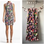Nicole Miller Collection Floral Zip Front Ruched Mini Dress - RARE Photo 1