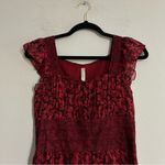 Free People Burgundy Floral Lace Applique Maxi Dress Size 4 Whimsigoth Romantic Photo 5