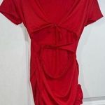 SheIn Red Ruffled Belly-Cut-Out Tie Ruched Skirted Fiesta Party Dress Size M Photo 0