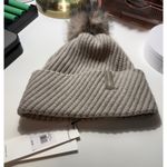 Calvin Klein  Ribbed Beanie with Faux Fur Pom | Ribbed Knit | Taupe | NWT | Snow Photo 3