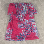 Lilly Pulitzer  wiley ruffle tube top blue pink coral xs‎ Cotton Photo 0