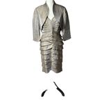 Adrianna Papell  Occasions Bronze Shutter Pleat Dress  & Jacket Sz 8 Photo 13