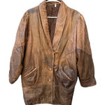 Vera Pelle Vintage  Italian Brown Leather Animal Print Zebra Luxury Long Coat Photo 0