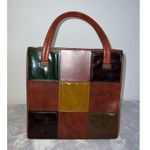 VTG Square Patchwork Carry all Tote Purse 60s 70s Authentic Vintage Brown Photo 0