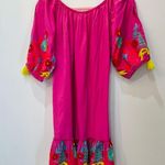 Debbie Katz Beach Coverup pink dress tassels embroidered flowers off sho… Photo 6