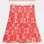 Anthropologie • Danielle Duer Tiered Mini Skirt pink Ella ikat print flowy Photo 10