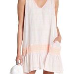 Free People Ivory Run With Me Plaid Mini Dress Size M Neon Orange Embroidery Photo 0