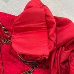 Laurence Kazar Vintage  100% Silk Beaded Sequin Tassel Blouse Red‎ Holiday Bling Photo 10