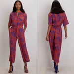 The Kit Issa Jumpsuit in Ecovero Viscose Crepe Orange Complication Print Small Photo 1