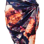 Robert Rodriguez  Navy Floral Print Twist Front Sarong Wrap Skirt Size XS Photo 0