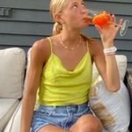 ZARA lime green satin cowl neck tank top Photo 1