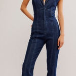 Free People  CRV ring the alarm denim jumpsuit size medium Photo 0