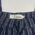 Sonoma  Navy Blue and White Striped Linen-Blend Wide Leg Pants (Large) Photo 7