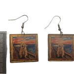 Cute Cat Oil Painting Style Light Weight Thin Acrylic Print Earrings Nickel Photo 2