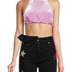 Valentino Velvet Halter Crop Top In Water Lilac Purple Size 10 Photo 0