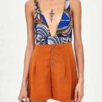 ZARA High Waist Pleated Shorts Burnt Orange Size XS Photo 0