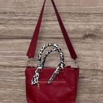BCBG Paris Satchel Handbag with scarf wrapped strap handles. Red Photo 4